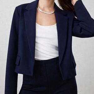 NEW Banana Republic Navy Ponte Cropped Tailored Blazer Office SMALL